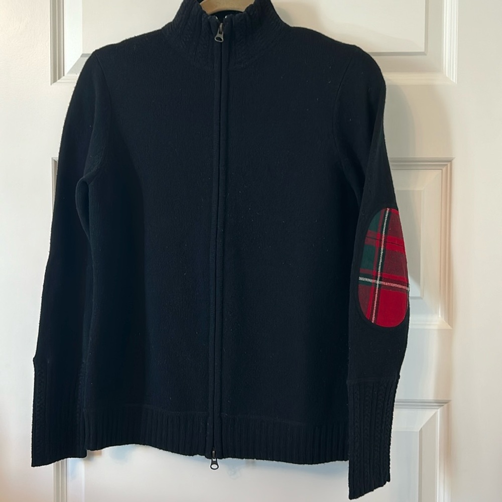 Pendleton zip up sweater with elbow patches Small